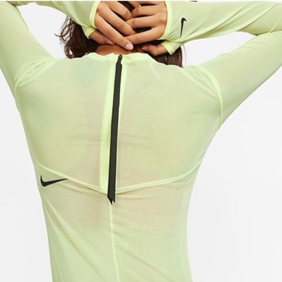 Nike City Ready Butter Yellow Mesh Long Sleeve Bodysuit Small - Picture 9 of 16